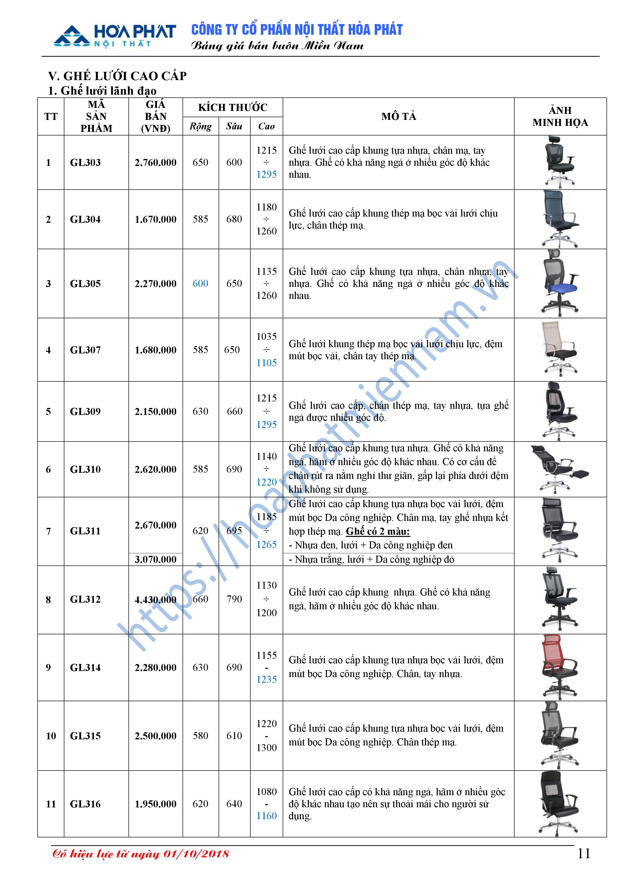 Bang bao gia ghe Hoa Phat 11