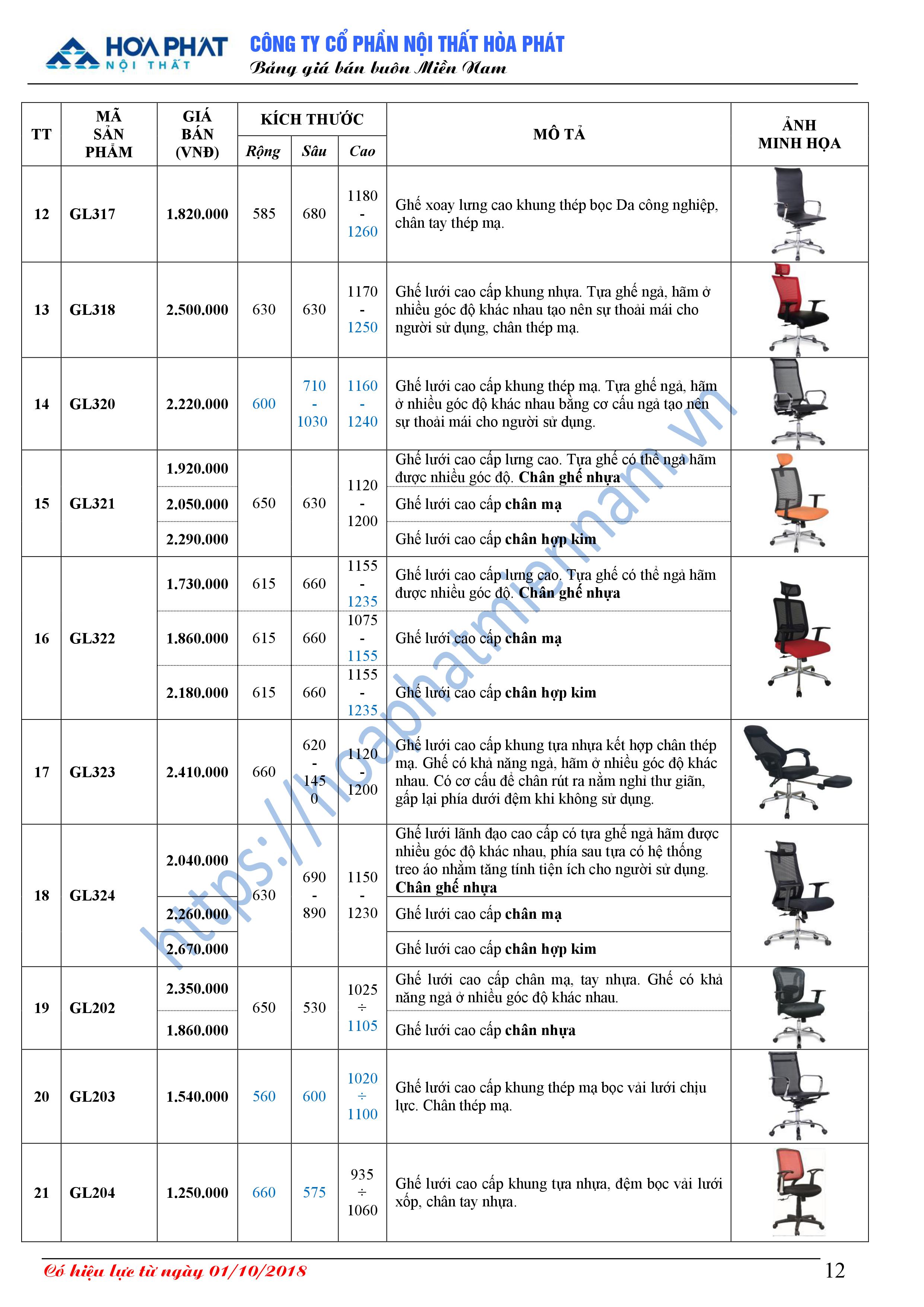 Bang bao gia ghe Hoa Phat 12