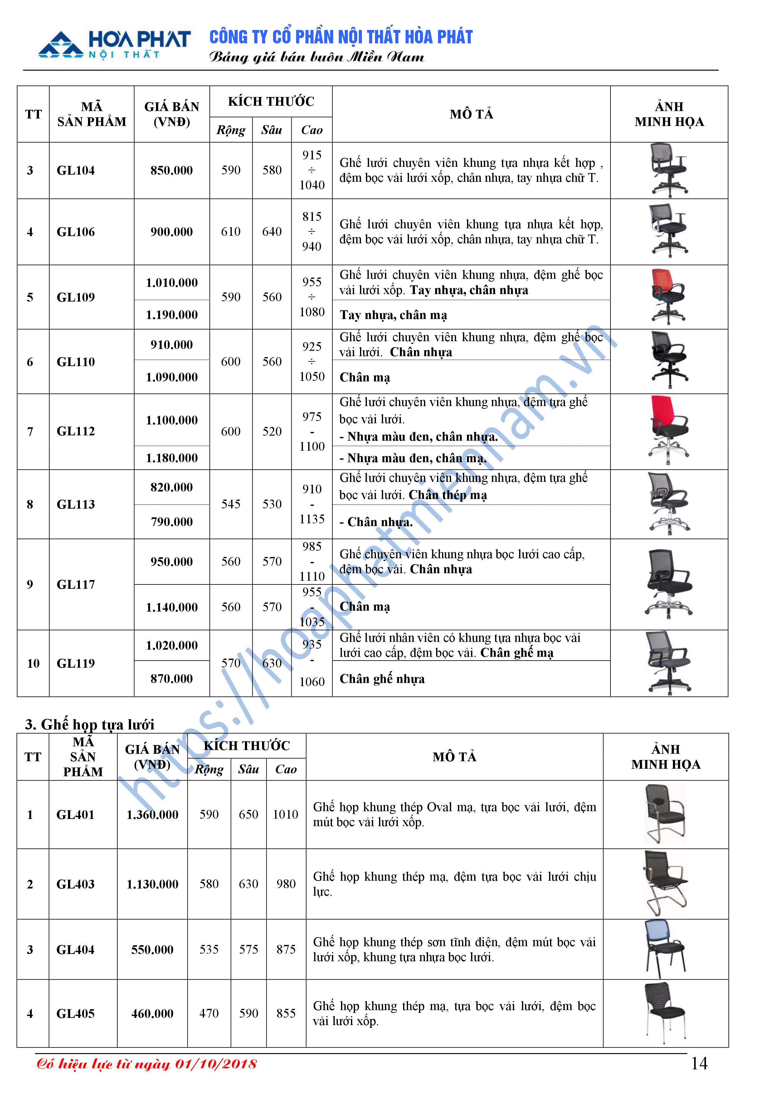 Bang bao gia ghe Hoa Phat 14