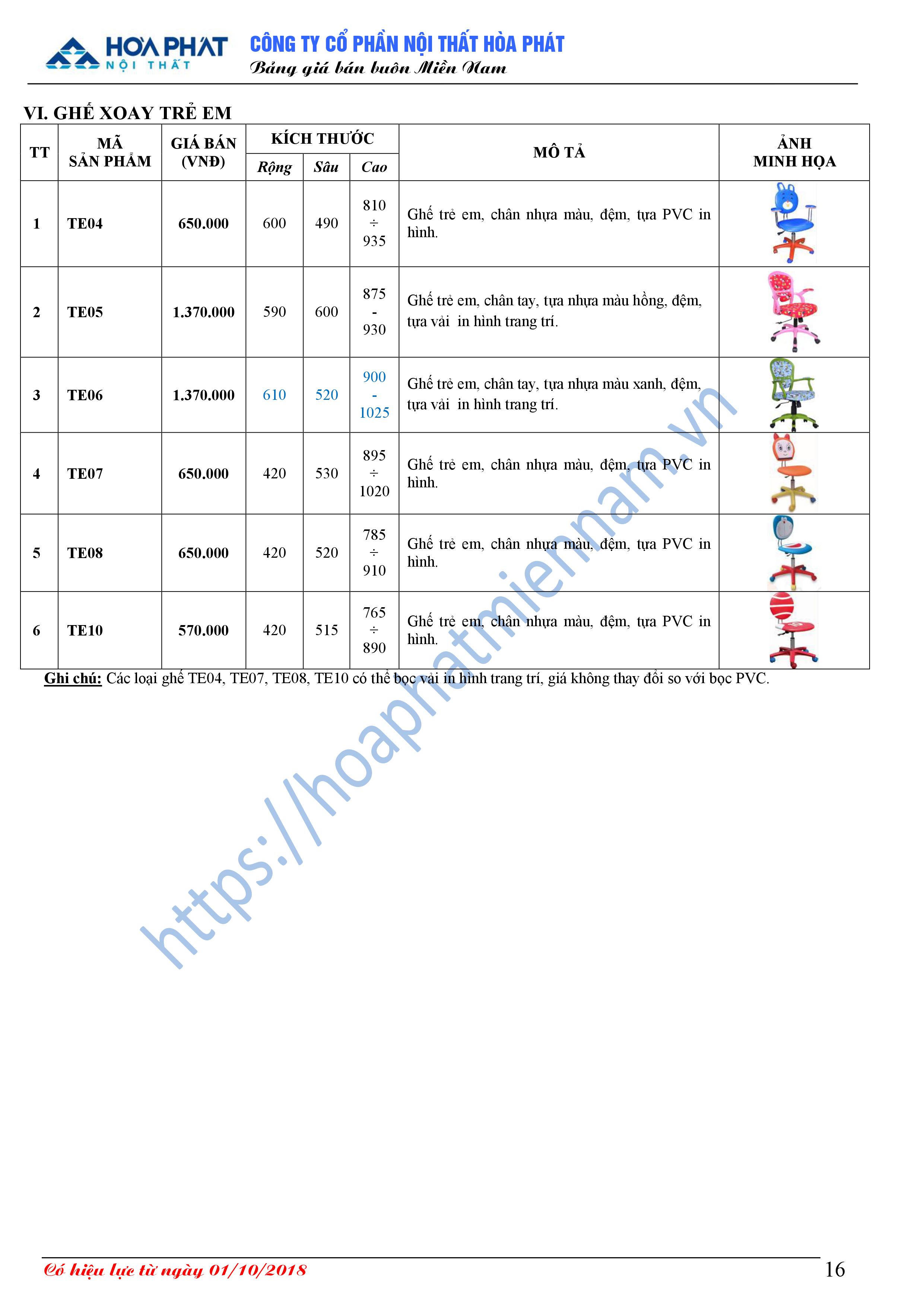 Bang bao gia ghe Hoa Phat 16