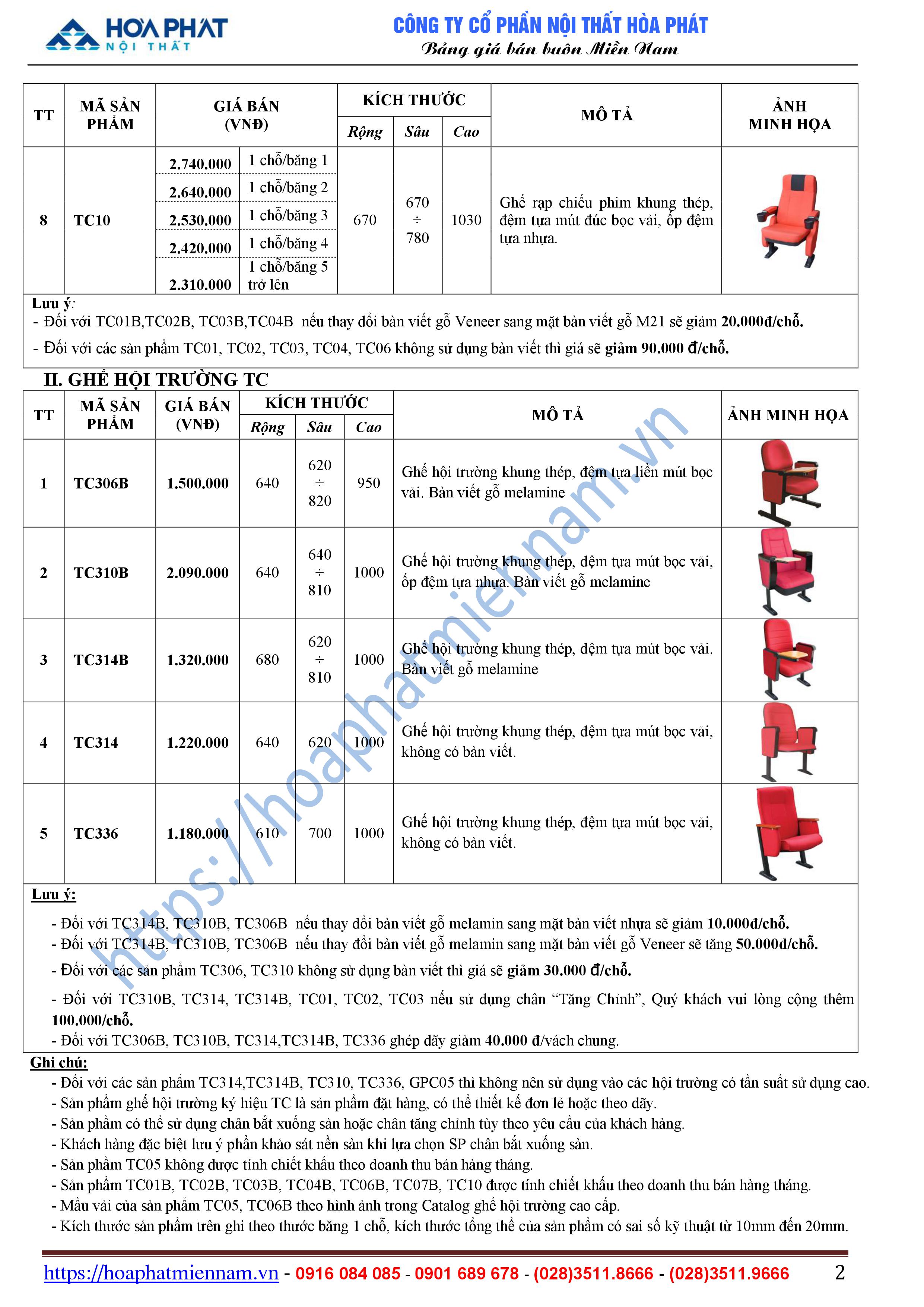 bang bao gia ghe hoi truong Hoa Phat 2