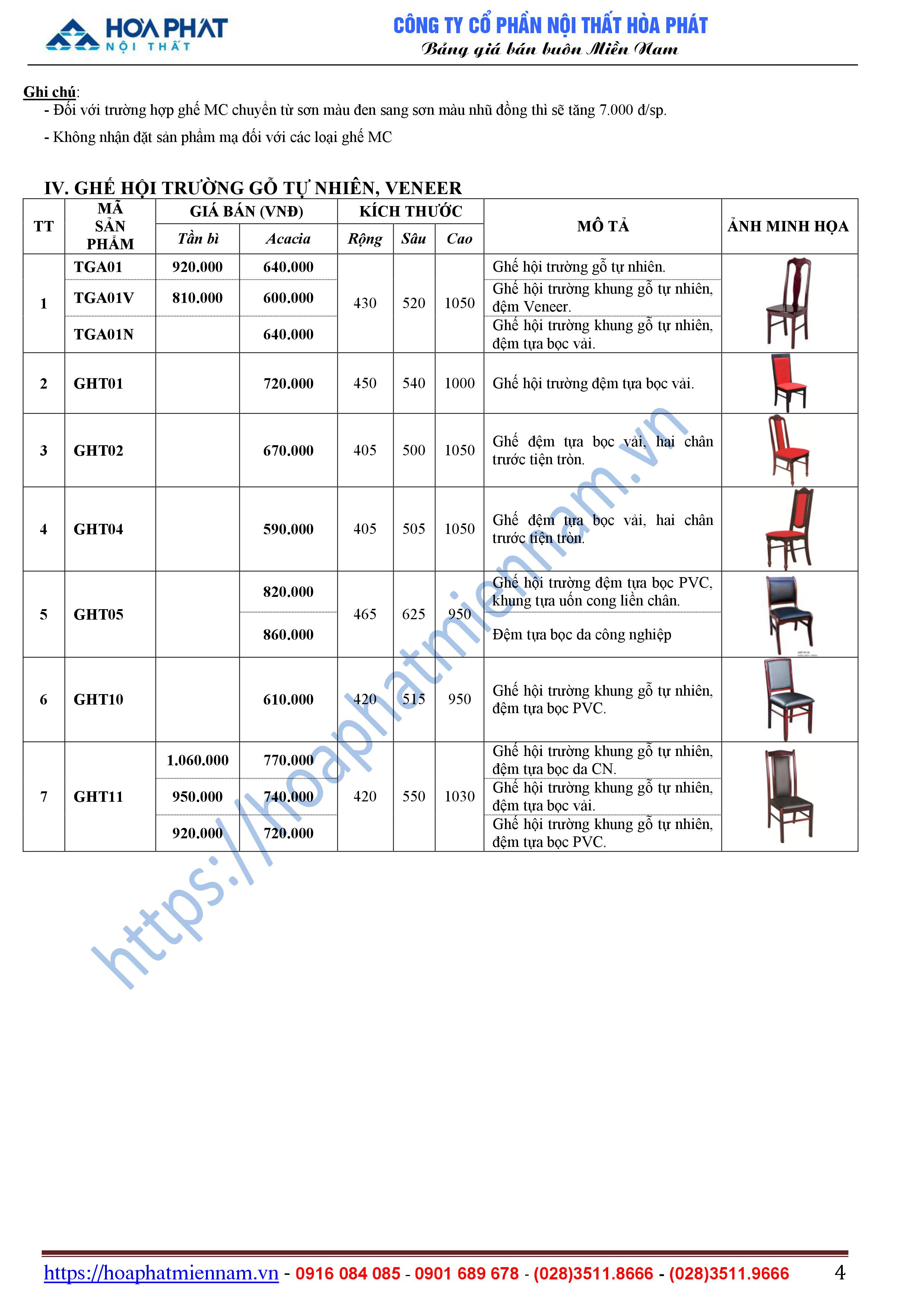 bang bao gia ghe hoi truong Hoa Phat 4