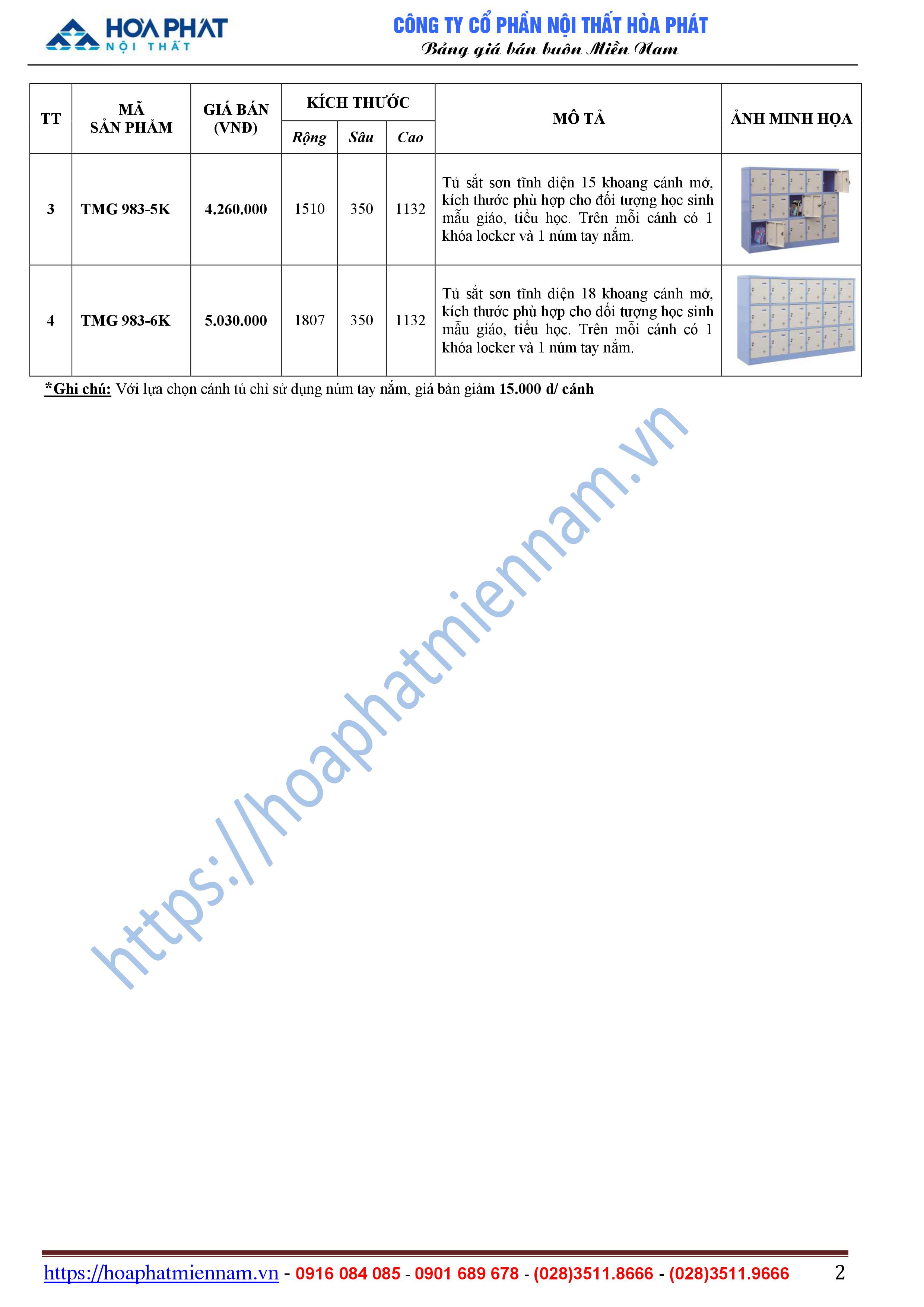 bang bao gia giuong noi tru Hoa Phat 2