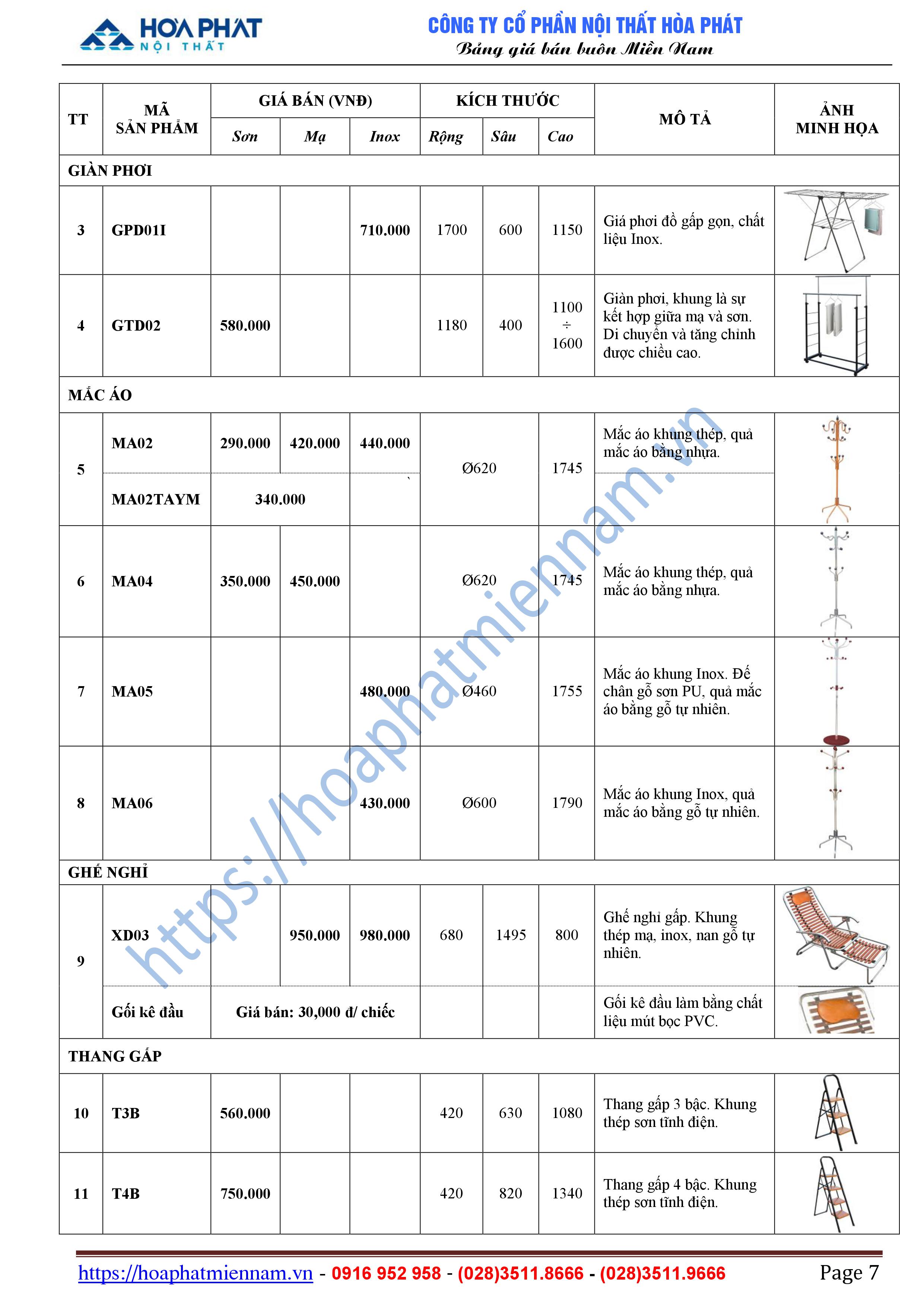 bang bao gia noi that gia dung Hoa Phat 7