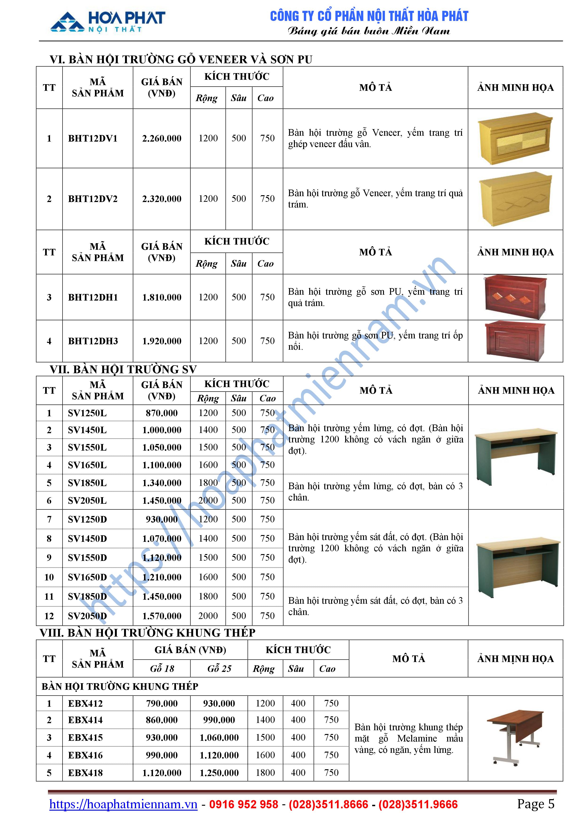 bang bao gia noi that hoi truong Hoa Phat 5