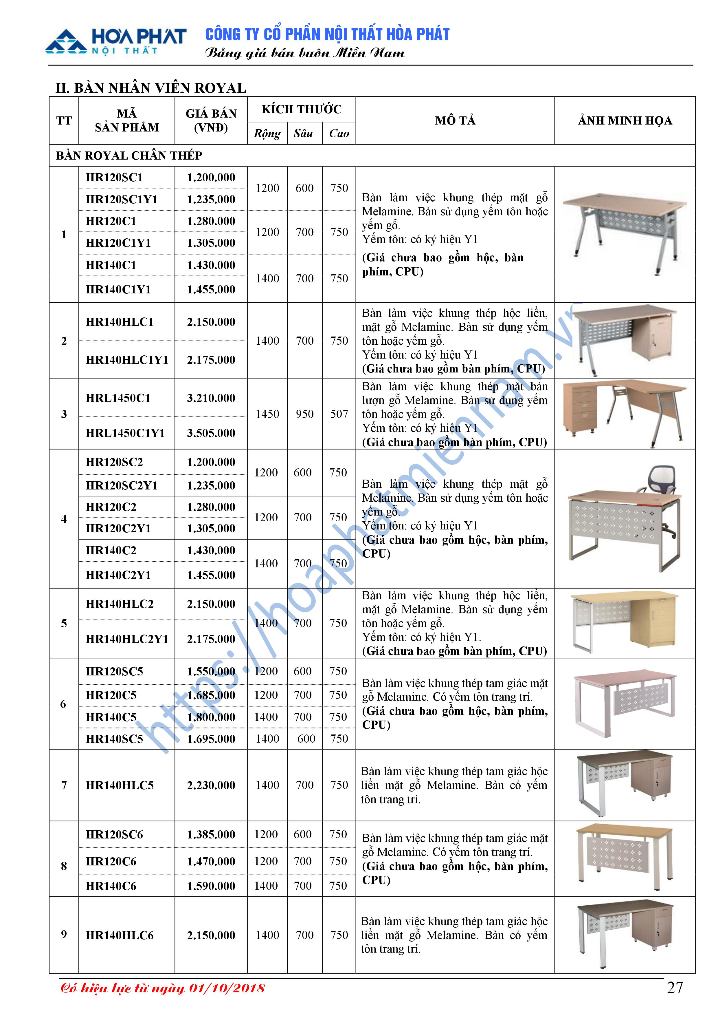 bao gia ban van phong hoa phat 11