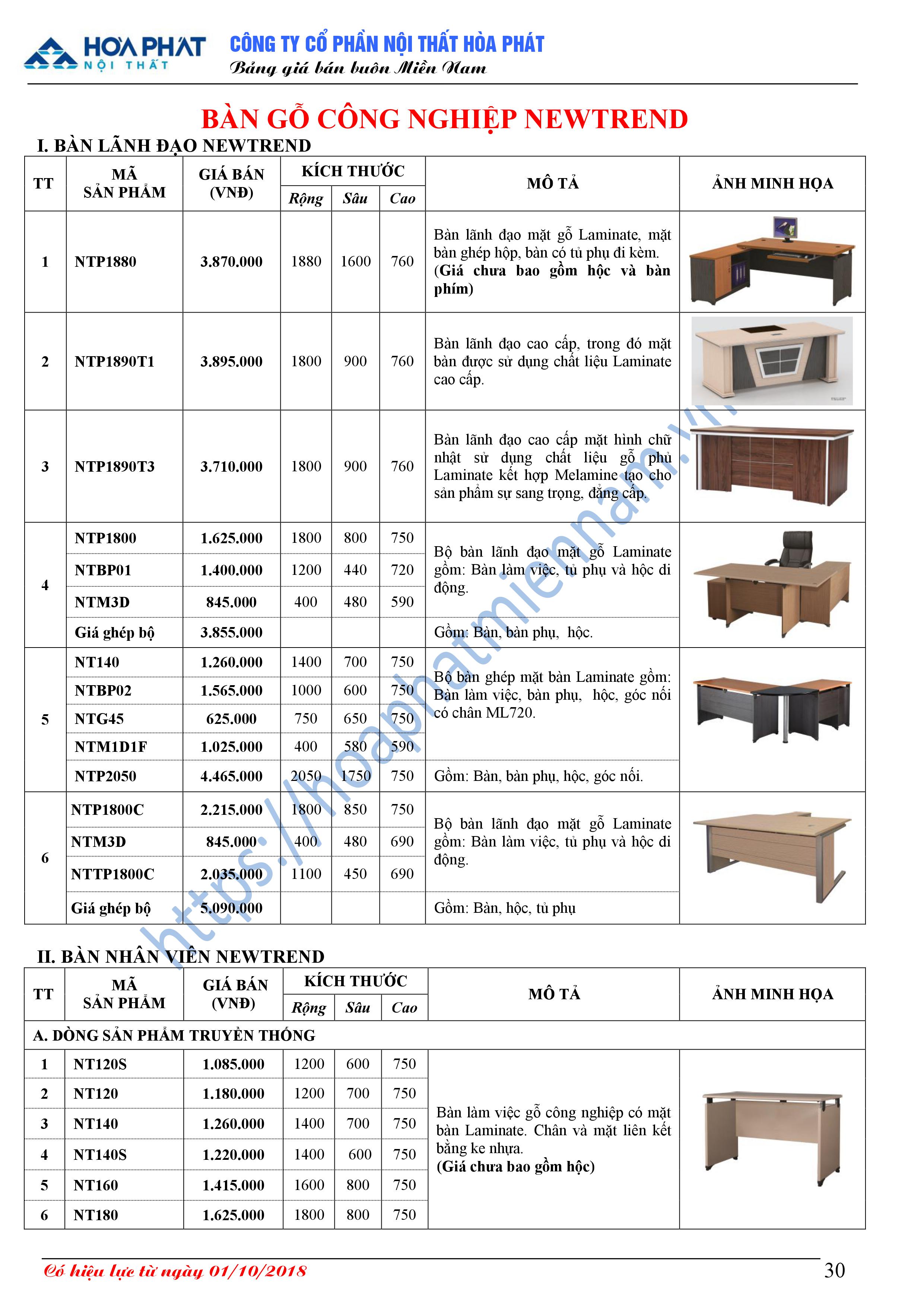 bao gia ban van phong hoa phat 14