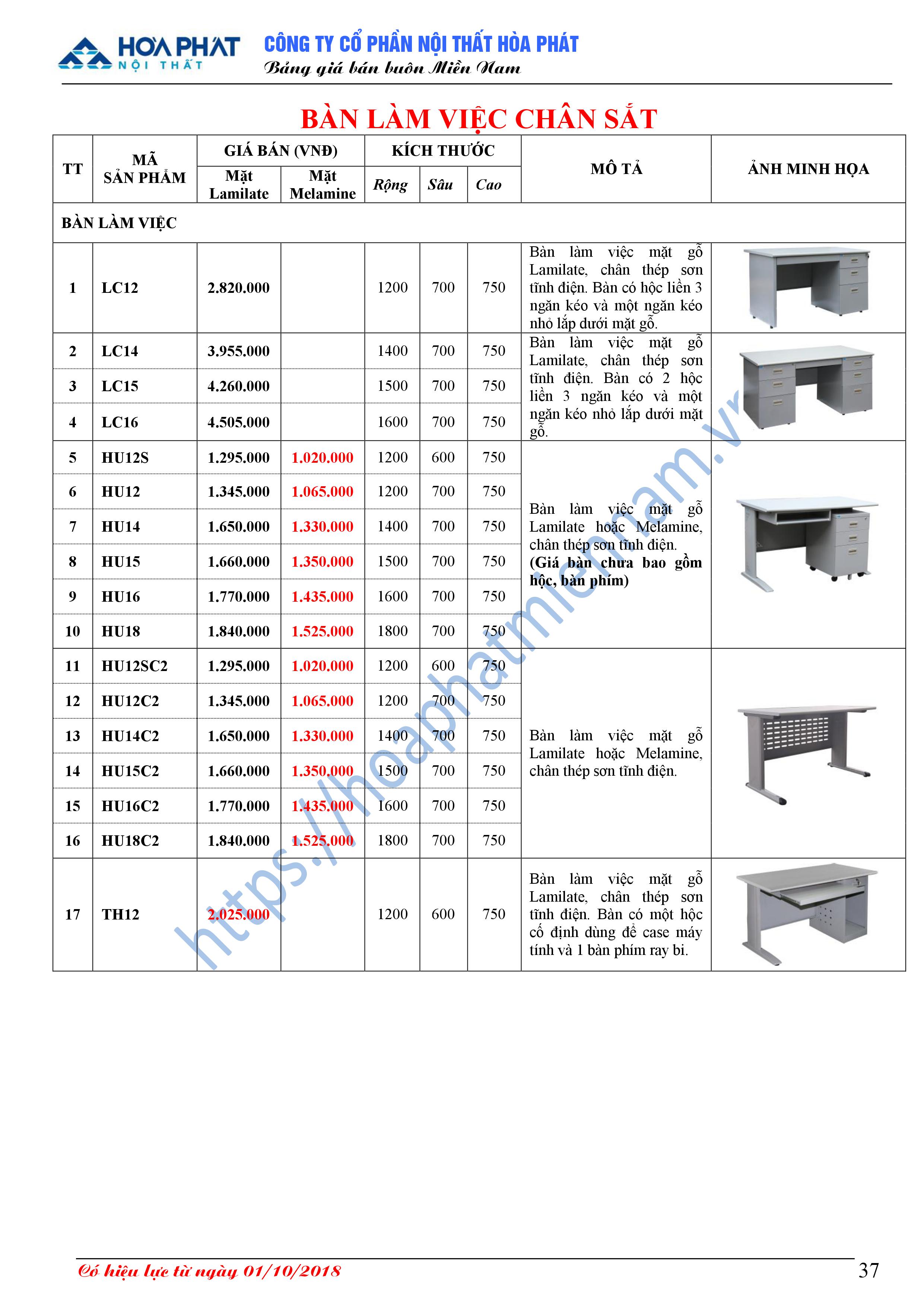 bao gia ban van phong hoa phat 21