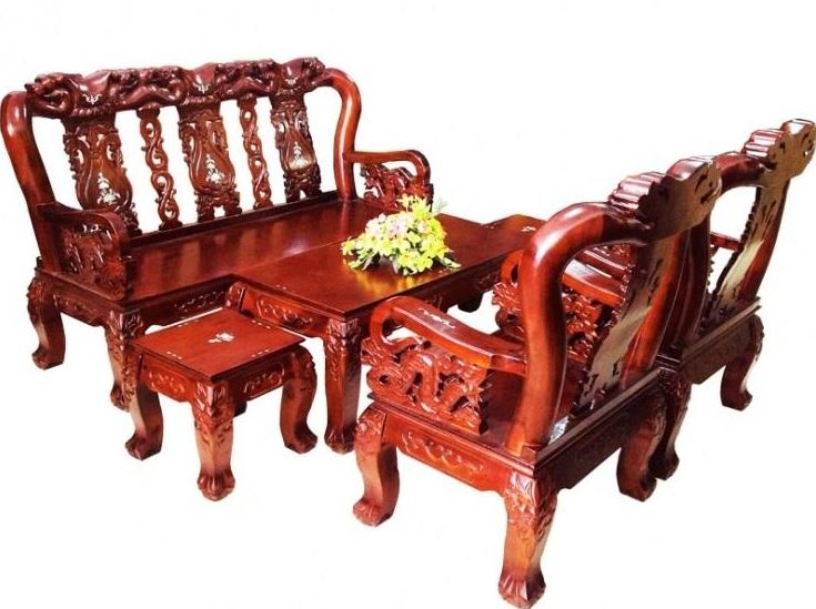 bộ bàn ghế phòng khách gỗ hương