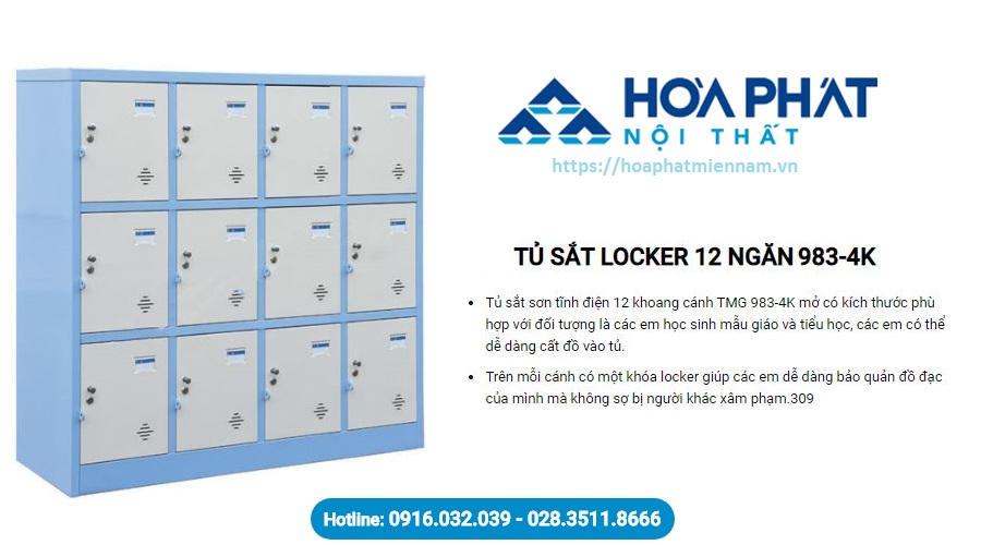 Chiếc tủ locker Hòa Phát 983-4K 12 ngăn dành cho văn phòng, trườn học