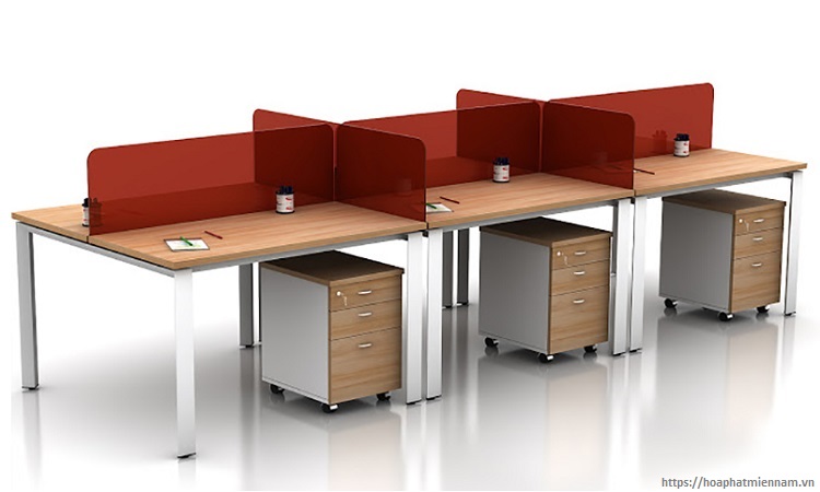 Không gian riêng tu tuyệt đối với mẫu bàn cụm làm việc 6 chỗ ngồi hiện đại