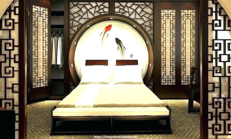 Thiết kế phòng ngủ cổ trang với gam màu tối