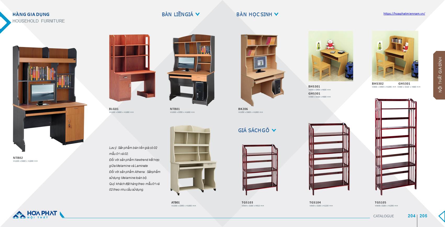 catalogue bàn học Hòa Phát