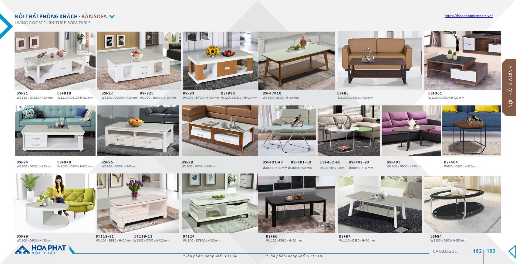 Catalogue bàn ghế phòng khách Hòa Phát 