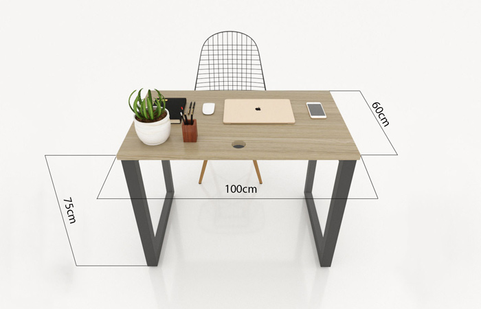 Chiều cao và kích thước chuẩn bàn làm việc hình chữ nhật