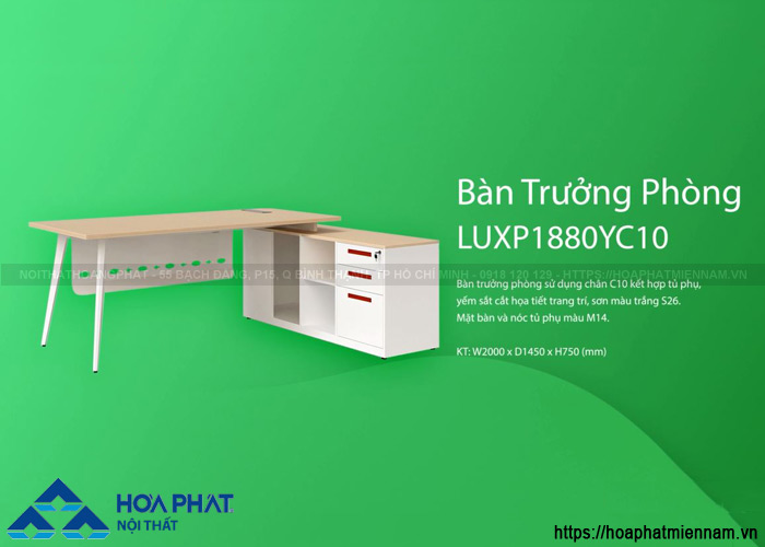 Bàn làm việc trưởng phòng Hòa Phát LUXP1880YC10