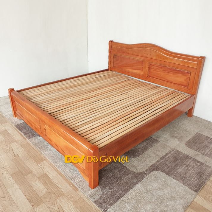 Giường ngủ gỗ xà cừ đầu vòm đẹp giá bình dân