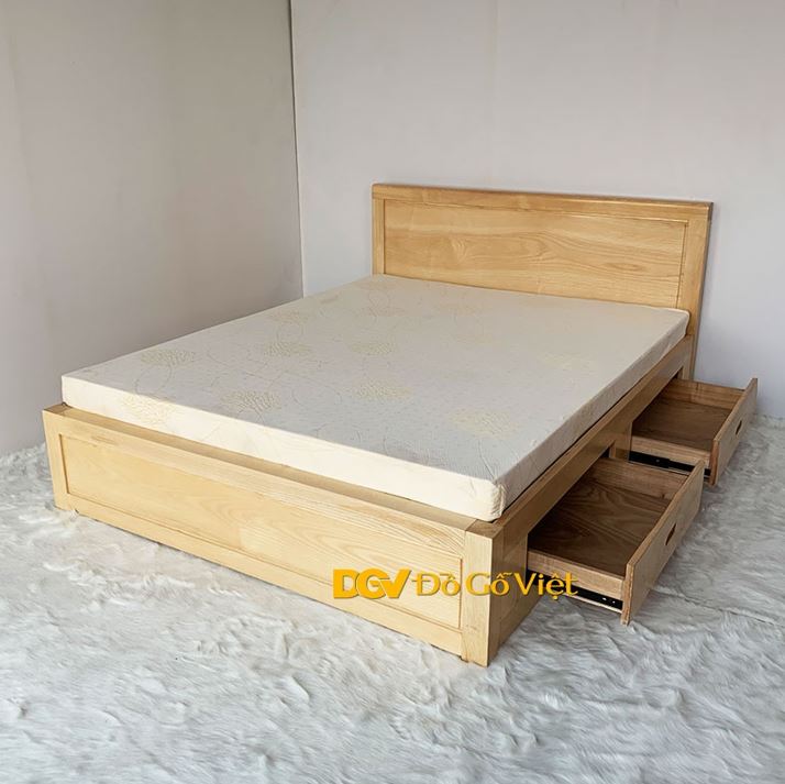 Giường ngủ gỗ sồi Nga có hộc kéo đẹp