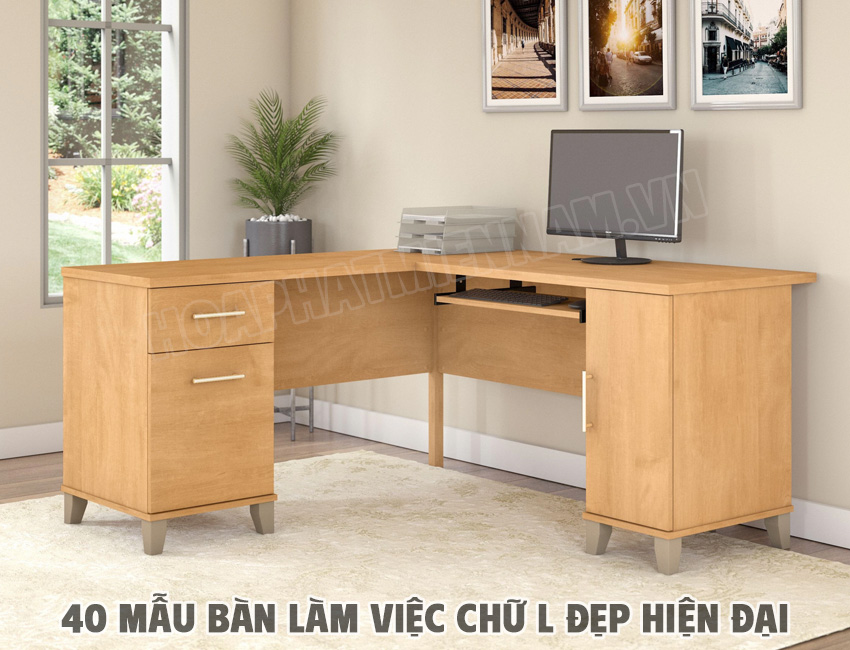 Mẫu Bàn Làm Việc Chữ L Gỗ Tự Nhiên