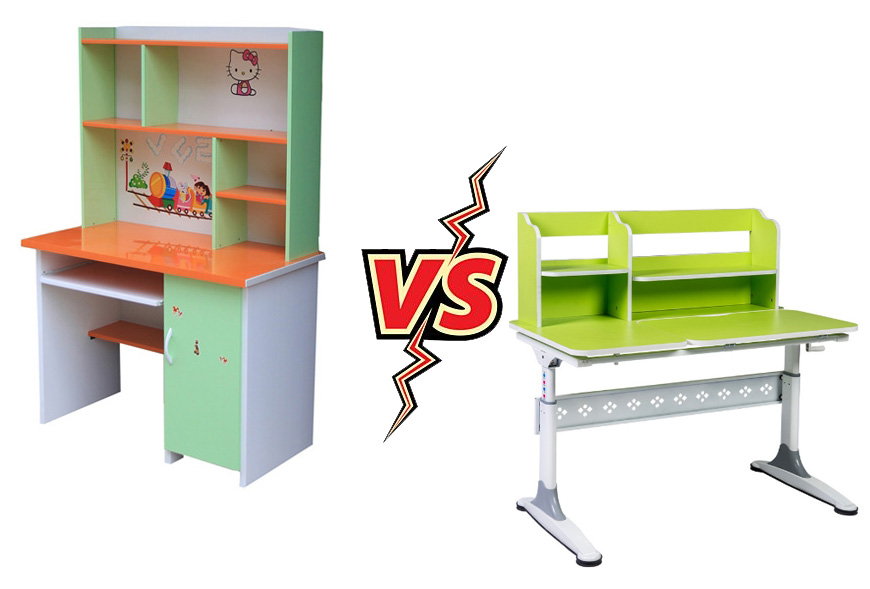 Bàn học bằng nhựa vs bàn học gỗ công nghiệp chân sắt