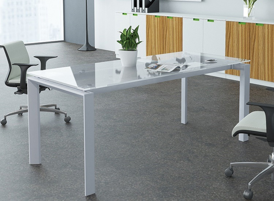 Bàn họp chân sắt kết hợp kính