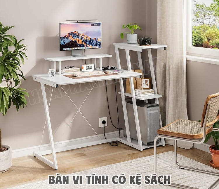 Cách Bố Trí Bàn Vi Tính Có Kệ Sách