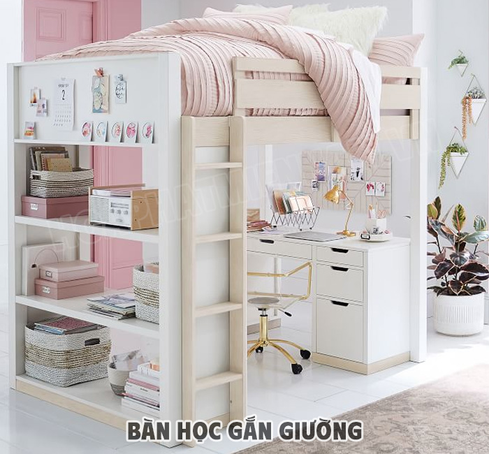 Cách bố trí bàn học gắn giường