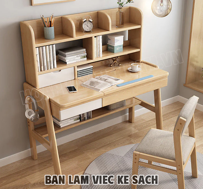 Ý tưởng trang trí bàn làm việc kết hợp kệ sách