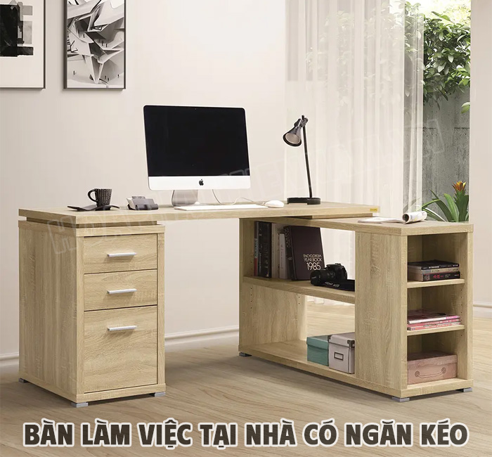 Bàn làm việc tại nhà có ngăn kéo hình chữ L