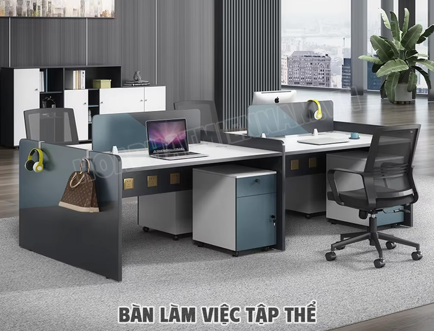 Bàn làm việc tập thể hình chữ nhật