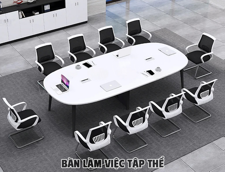 Bàn làm việc tập thể hình bầu dục