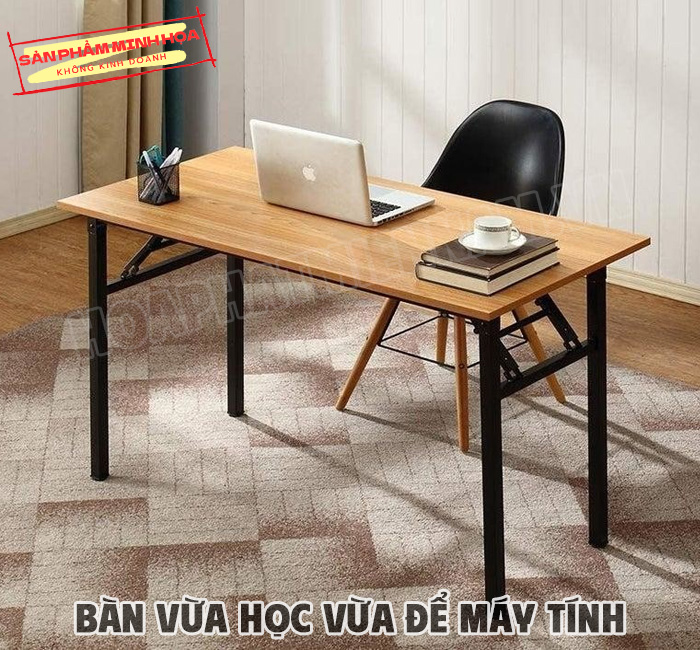 Bàn chân sắt mặt gỗ vừa học vừa để máy tính