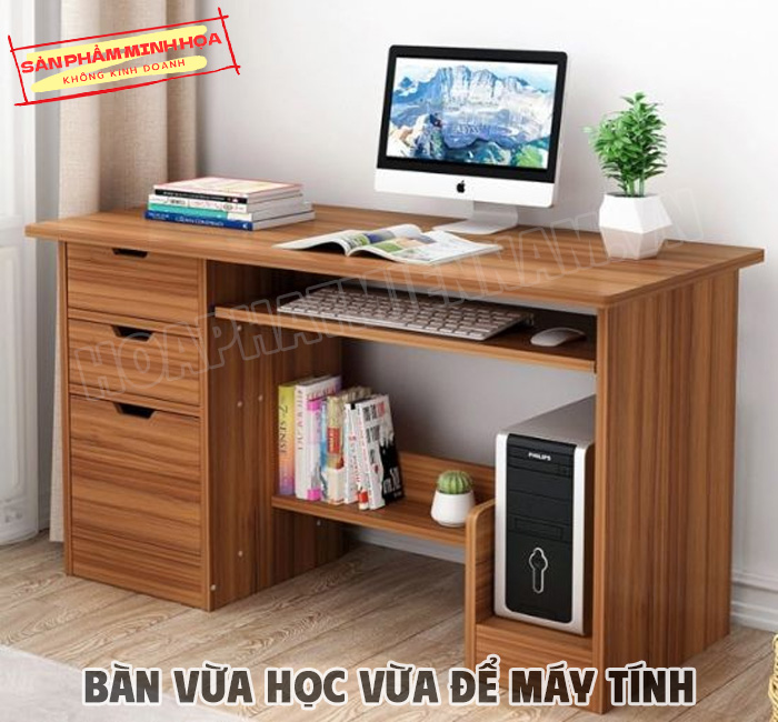 Bàn có ngăn kéo/ hộc tủ vừa học vừa để máy tính