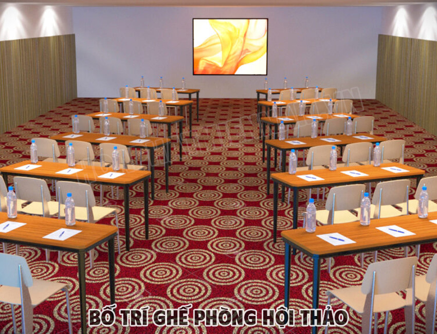 Bố Trí Ghế Phòng Hội Thảo Kiểu Xương Cá (Herringbone/Chevron Style)