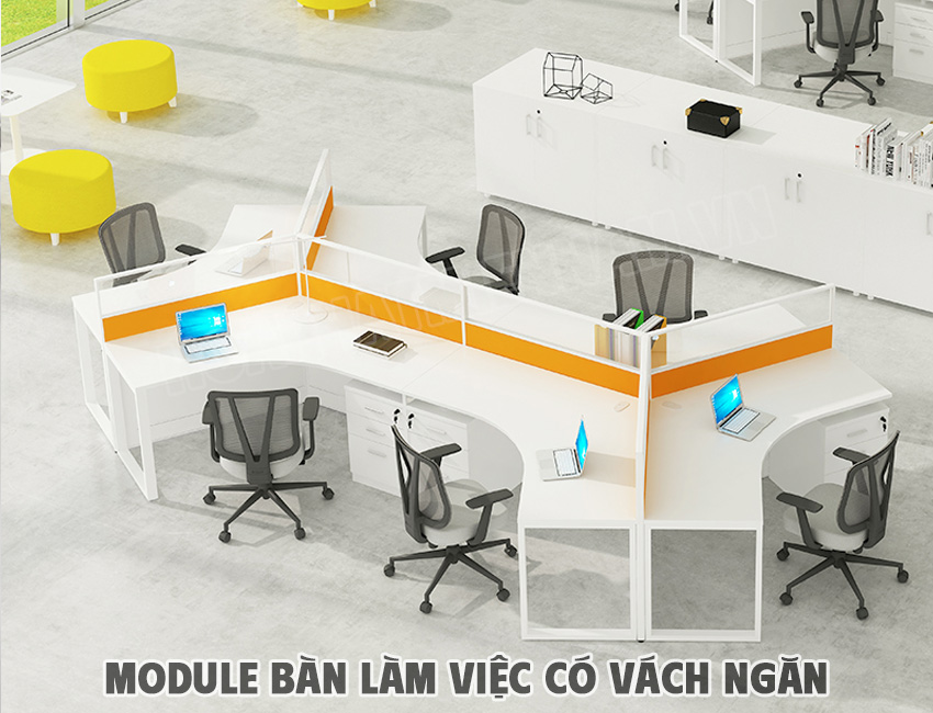 Cách Bố Trí Module Bàn Làm Việc Có Vách Ngăn Hiệu Quả