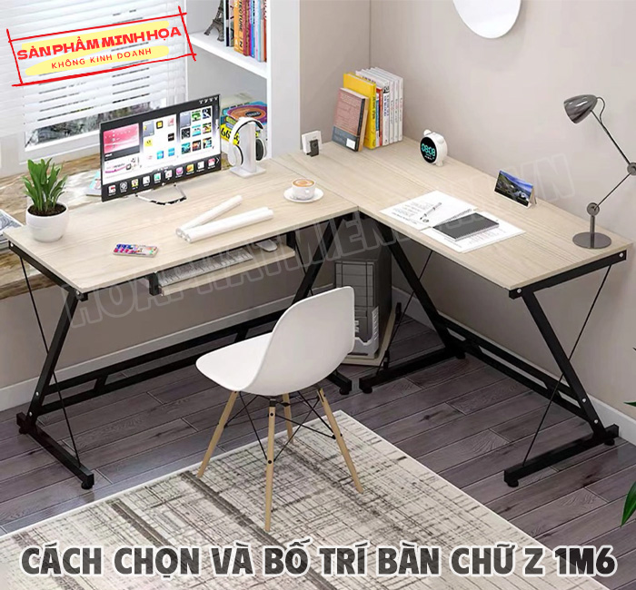 Bố trí bàn 1m6 chữ Z trong văn phòng