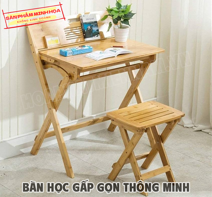 Bàn học gấp chân gỗ