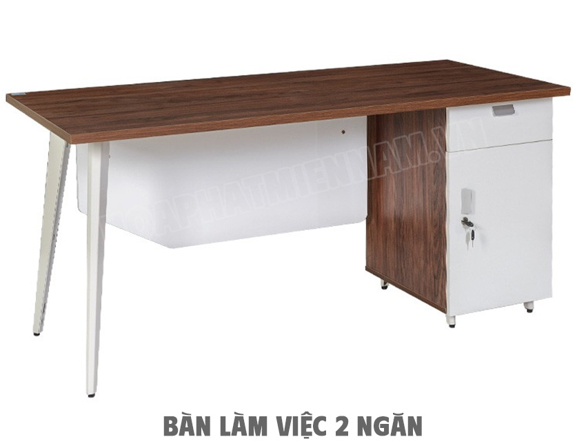 Bàn nhân viên chân sắt hộc tủ 2 ngăn LUX120HLC10
