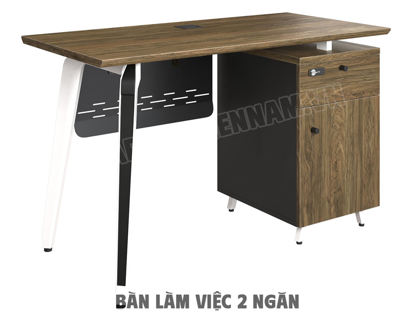 Bàn làm việc chân sắt liền tủ 2 ngăn ST140SHLC16