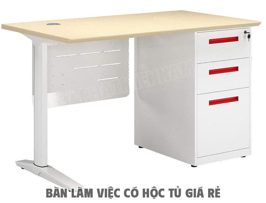 Bàn làm việc hộc tôn ngăn kéo giá rẻ UN120HLCS3