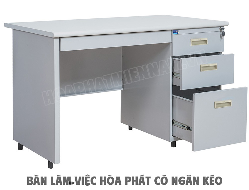 Bàn nhân viên chân sắt có hộc tủ kéo LC12