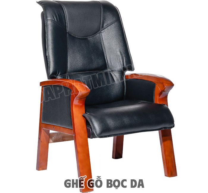 Ghế họp gỗ bọc da thật
