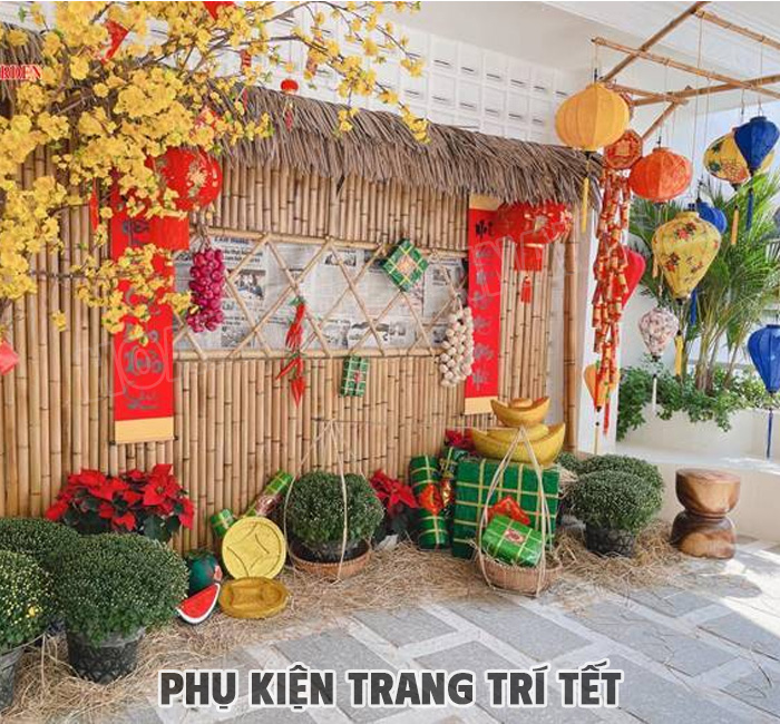 Trang trí không gian ngoại thất chủ đề Tết