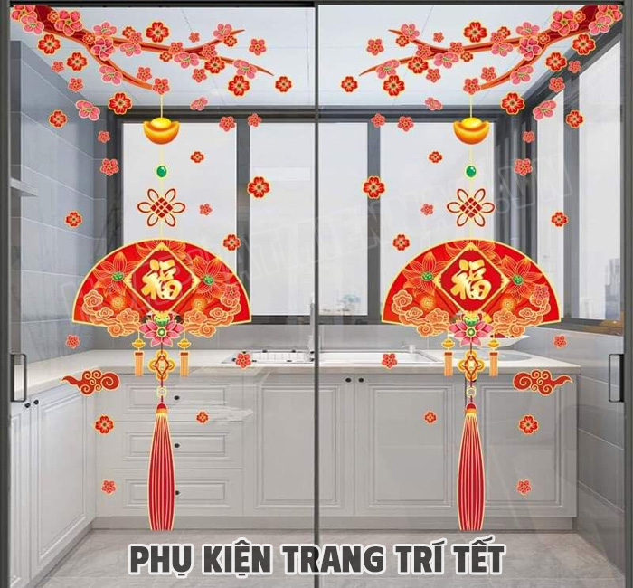 Decal dán tường, dán kính trang trí Tết