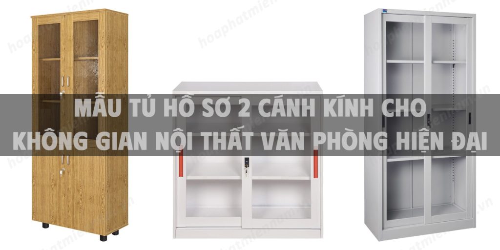 Mẫu tủ hồ sơ 2 cánh kính cho không gian nội thất văn phòng hiện đại