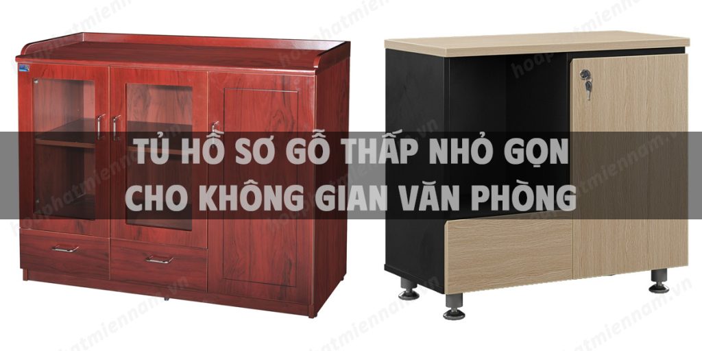 Tủ hồ sơ gỗ thấp nhỏ gọn cho không gian văn phòng
