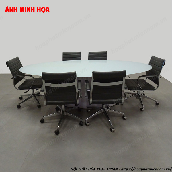 Bàn Họp Mặt Kính Hình Oval