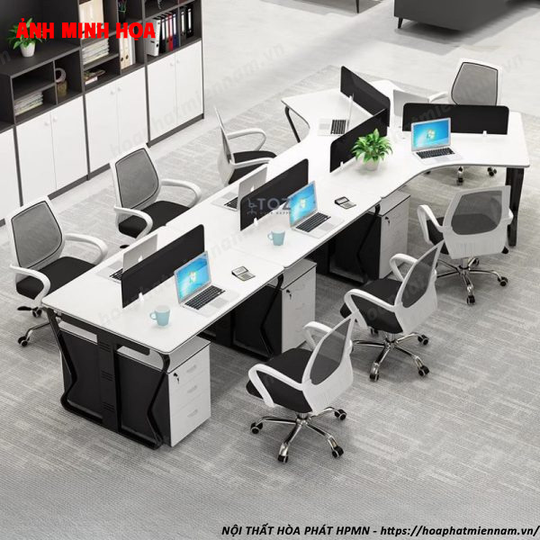 Cụm bàn làm việc 8 người hình chữ I