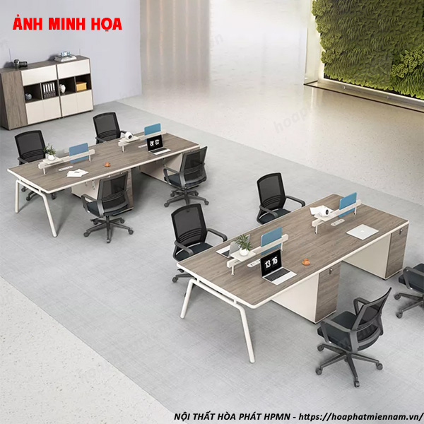 Ghép nối hai cụm bàn làm việc 4 người