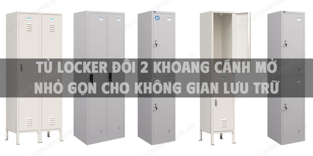 Tủ locker đôi 2 khoang cánh mở nhỏ gọn cho không gian lưu trữ